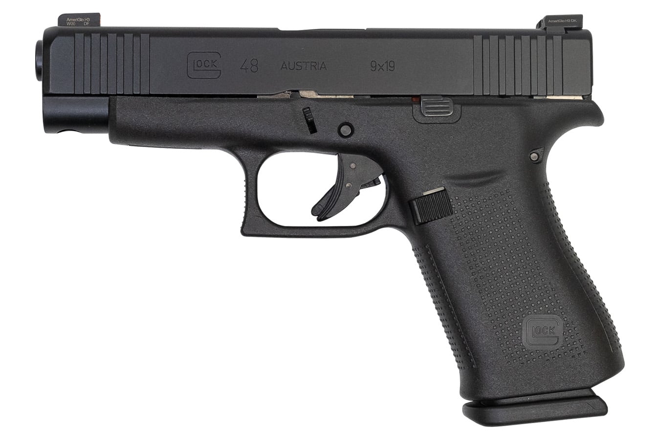 GLOCK 48 9mm Compact Pistol with Black Slide and AmeriGlo Bold Night Sights (LE)